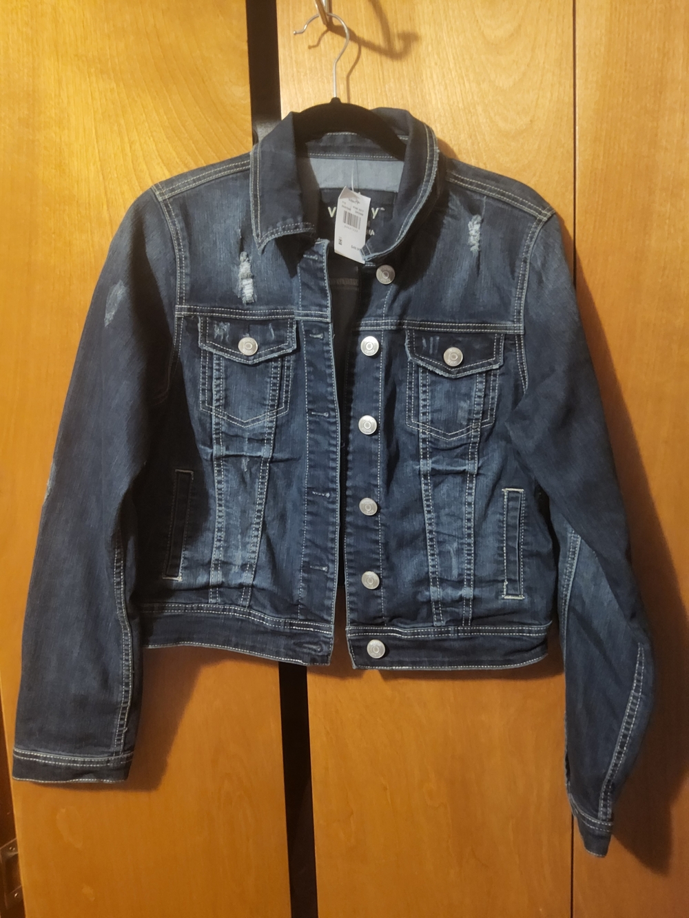 Vanity Dark Blue Distressed Kids Denim Jacket